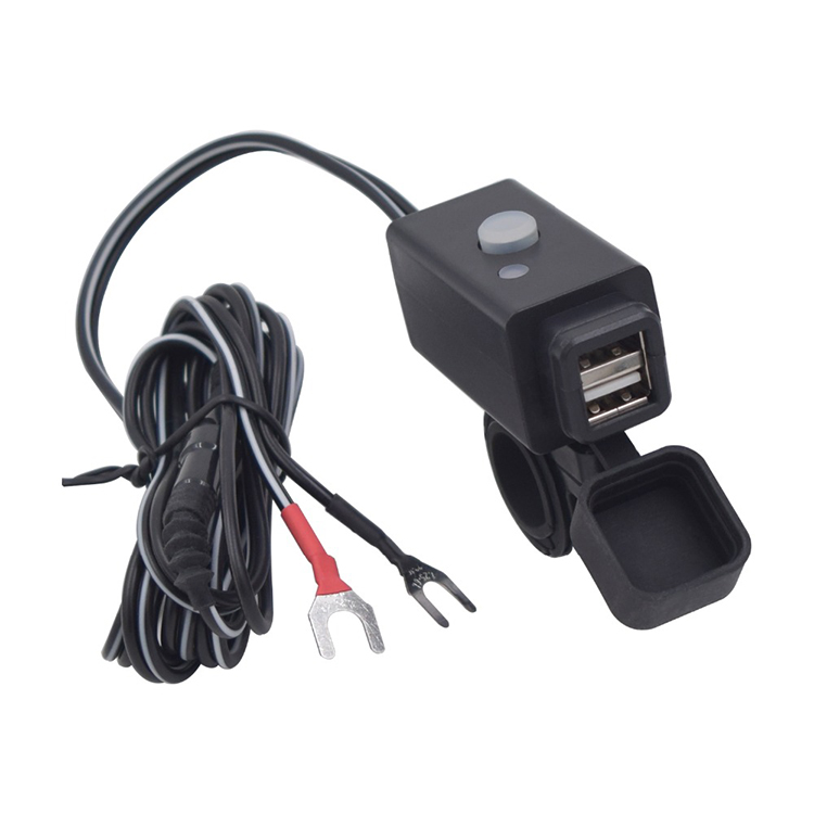 Розетка USB с креплением на руль мотоциклаквадроцикла влагозащищенная с выключателем, арт.: 11976 - Зарядки и прикуриватели
