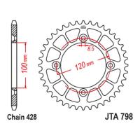 Звезда ведомая (задняя) алюминиевая JTA798-50BLK