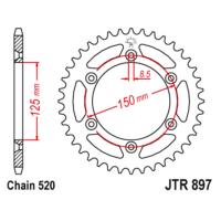 Звезда ведомая (задняя) алюминиевая JTA897-45ORG
