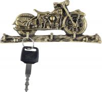 Вешалка для ключей "Мотоцикл" 5 крючков бронза